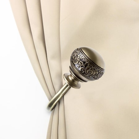 H2H Lucid Curtain Holdback Set, Antique Brass - Set of 2 H23182298